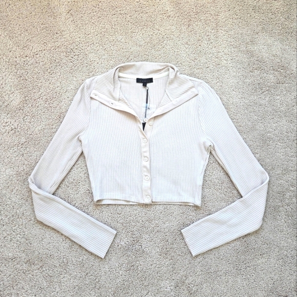 New With Tags! The Range Alloy Ribbed Cropped Button Long Sleeve Size Xs - Picture 3 of 7